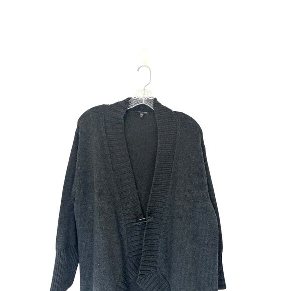 Eileen Fisher Cardigan Black Wool Soft Cozy Cable Knit Oversized Relaxed Size XL - Picture 3 of 11